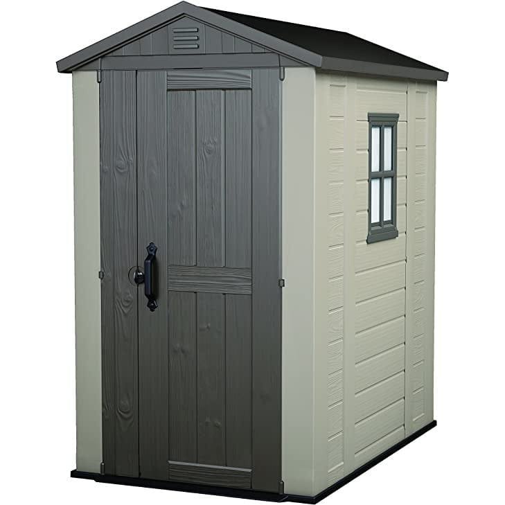 Keter 4ft x 6ft Factor Heavy-Duty Plastic Garden Shed – Beige