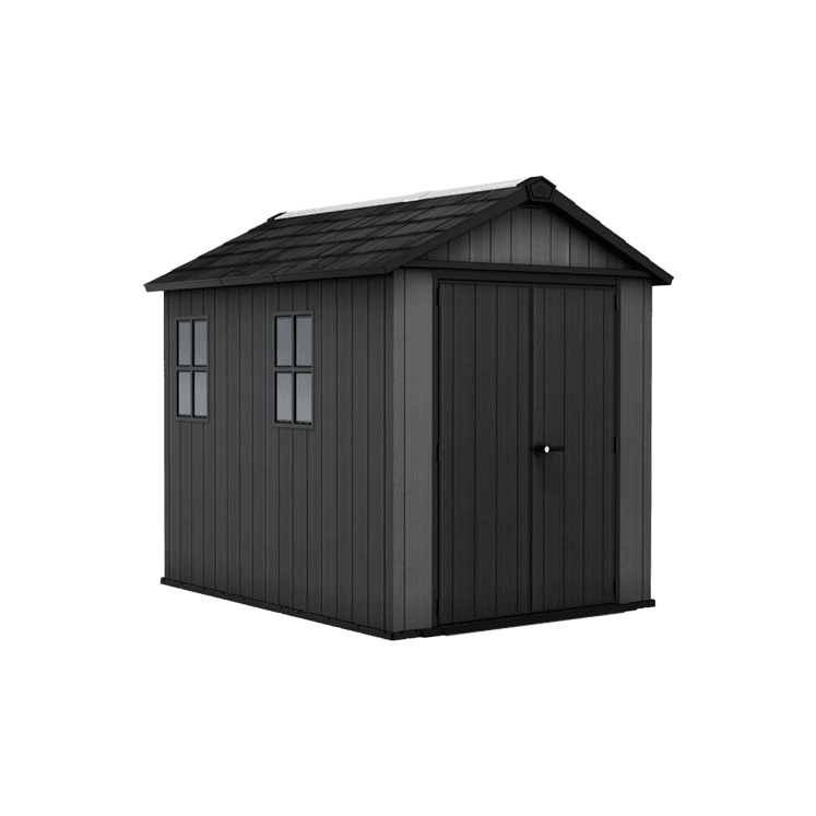 Keter 7.5ft x 9ft Newton Plus Front Entry Plastic Garden Shed – Dark Grey