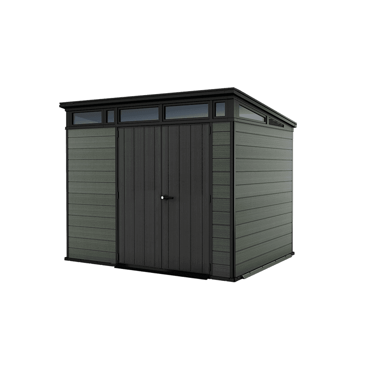 Keter 7.5ft x 9ft Newton Plus Front Entry Plastic Garden Shed – Dark Grey